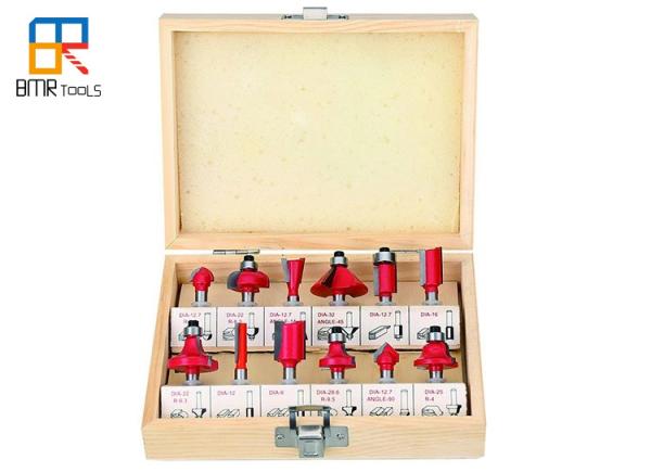 BMR TOOLS 12Pcs Set 1/4 Inch Shank Tungsten Carbide Tip TCT Woodworking Wood