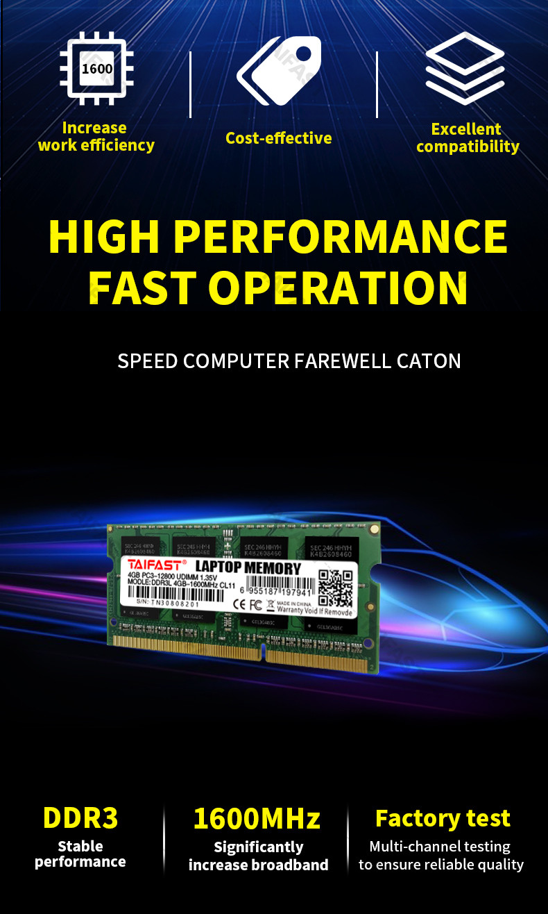 Taifast 16GB DDR3 Memory Ram 1600mhz 240pin So Dimm For Laptop Notebook