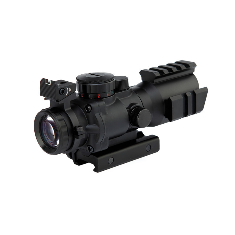 4x32 R/G/B 3 Colors Illuminted Glass Reticle Prism Scope With Decorative Fiber