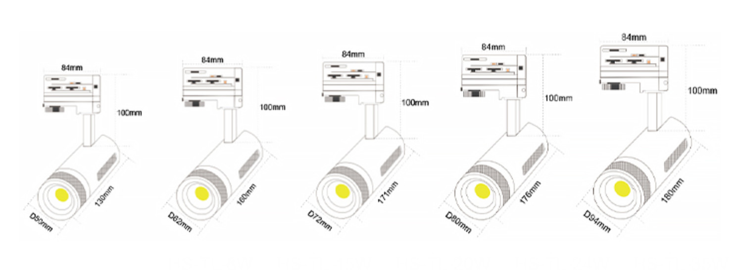 Commercial Focus Track Light No Main Light Trend 15°- 60° Zoomable COB Light