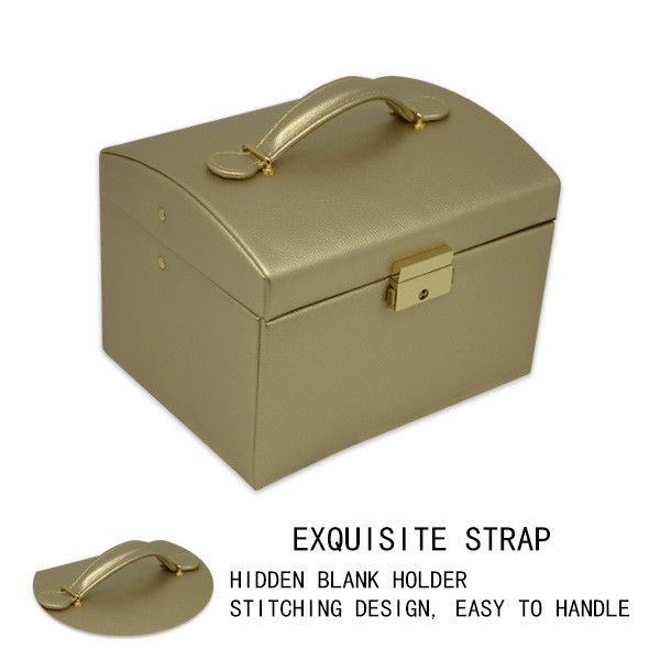 Gold Color Hot stamping PU Leather Jewelry Organizer Case