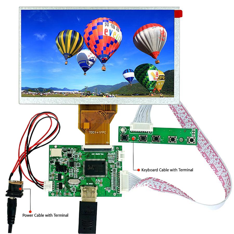 HDMI 7 Inch 50 Pin Lcd Display Screen 800x480 Super Wide View Angle For Car