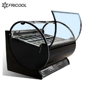 Ice cream freezer curved glass bakery display cooler for bakery shop with CE/ETL