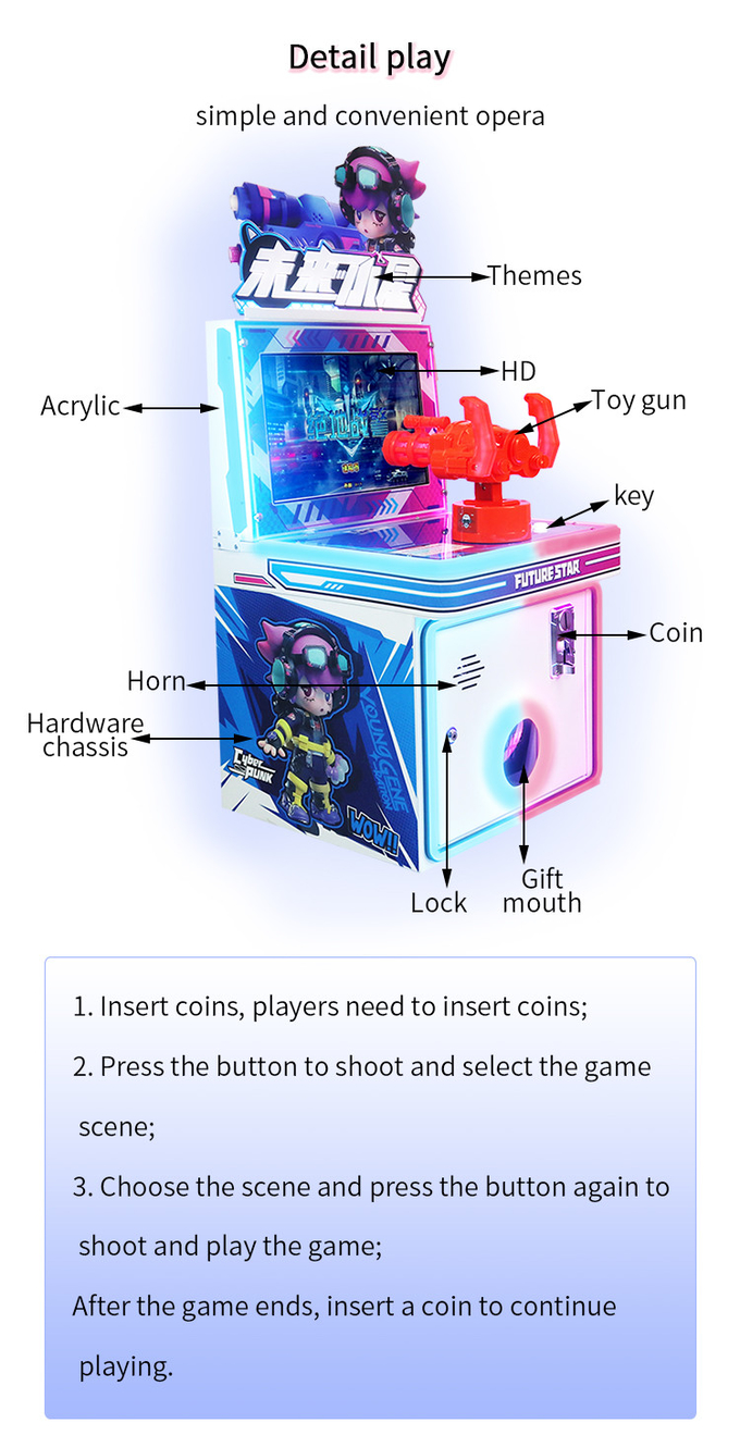 High Quality Children'S Single Player Factory Cute Little Star Bullet Coin-Operated Mini Racing Gun Shooting Machine