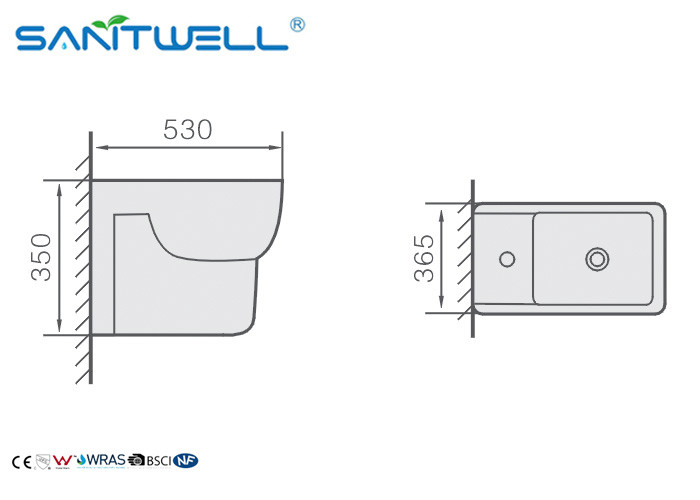 SWS014H31 Ceramic Healthy Wall Hung Bidet 530*365*350mm SWS014H31