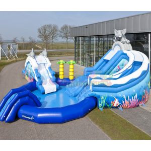Amusement Park Inflatable Water Slide Pool Customized Size