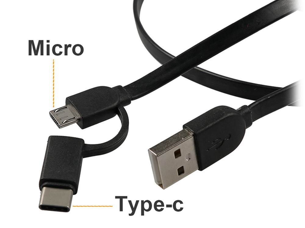 Retractable 2 In 1 Micro Usb Type C Charger , Length 100cm USB Extension Wire