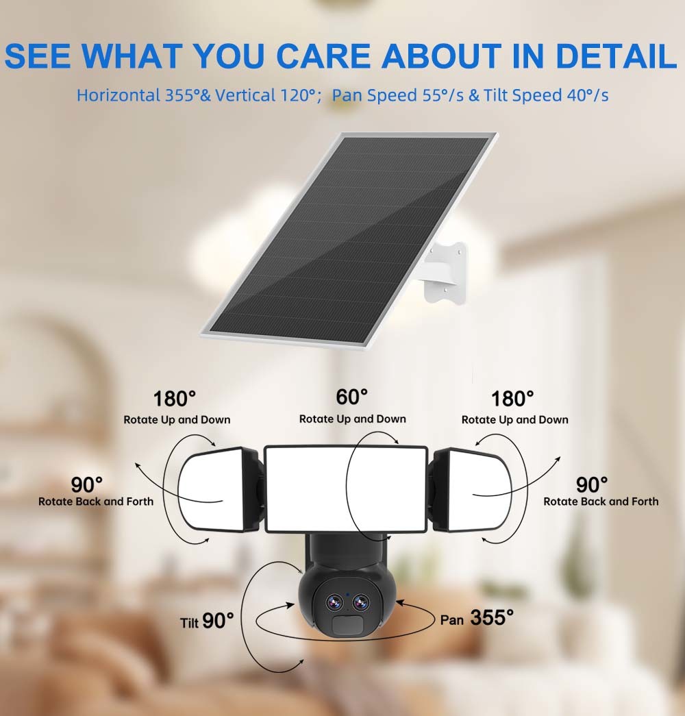 2 Way Talk Continuous Recording Security Camera Siren Alarm 4G Solar Powered Camera