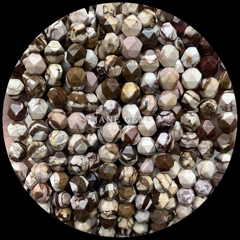 Faceted Multi Color Howlite Map Stone Loose Strand Gemstone Beads for DIY Jewelry