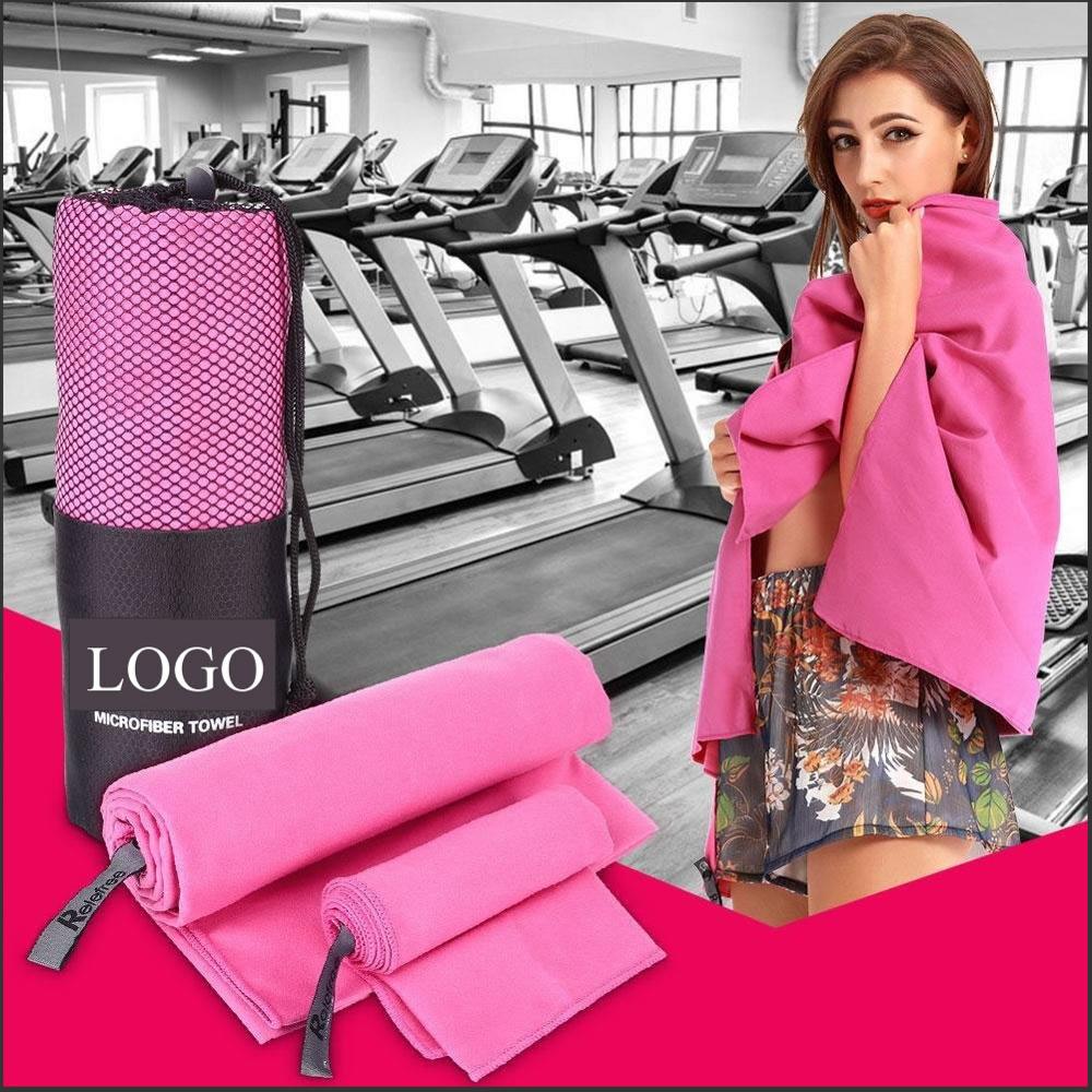Woven Custom Lightweight Super Absorbent Sports Travel Towel with Carry Bag