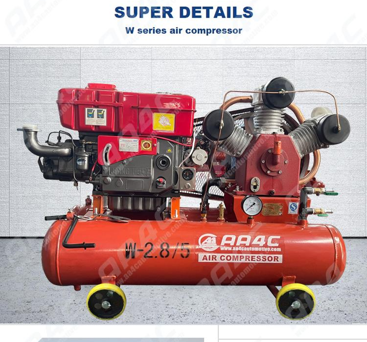 AA4C Reciprocating Portable mining industry piston diesel air compressor outdoor air pump workshop air source AA-W2.8/5