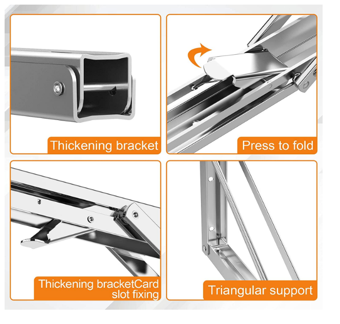 Stamping Punching Bending Process Wall Mount Collapsible Shelf Hinge for 2pcs White