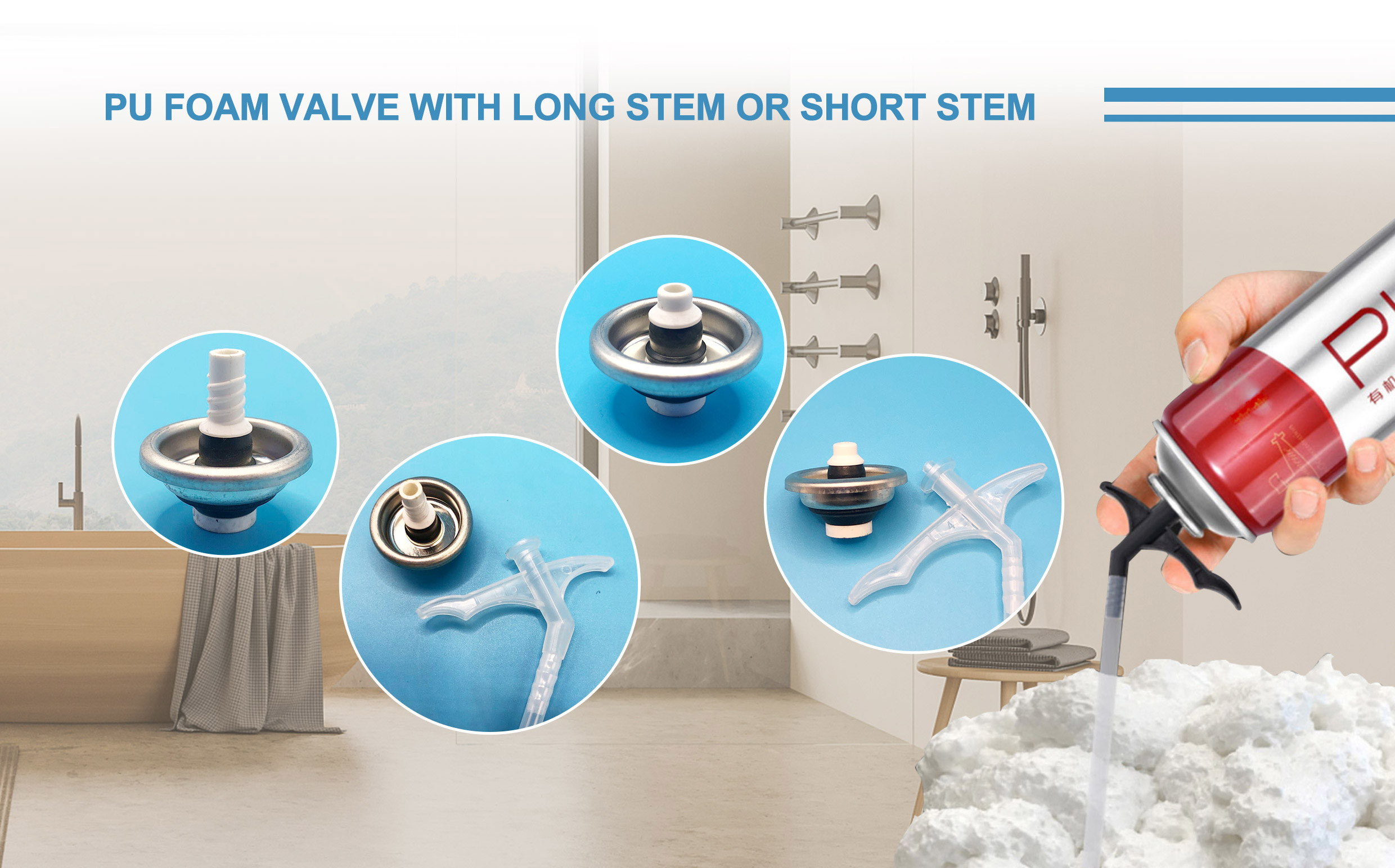 Flexible PU Foam Dispensing Valve for Plumbing Repairs with Multi-Angle Dispensing