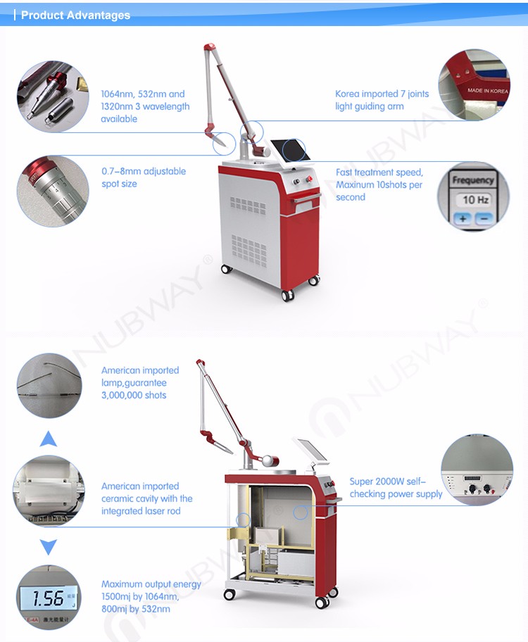 1064nm 532nm 1320nm q switched nd yag OEM High Quality permanent makeup tattoo laser machine