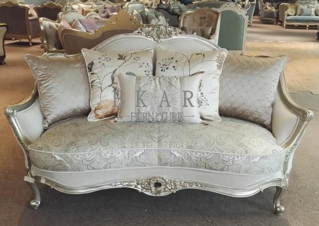 Upholstery Antique Fabric White Sofa Set