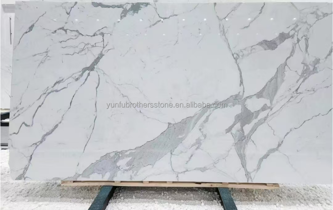 Modern Design Italy White Calacatta Marble Slab for Kitchen Countertop and Wall Panel