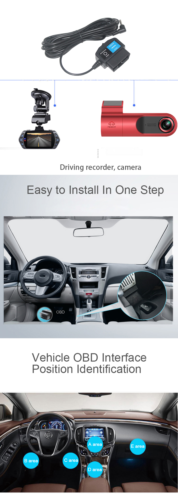 16 Pin Car Cigar Lighter OBD2 Extension Cable for Connector USB OBD Power Flat Diagnostic