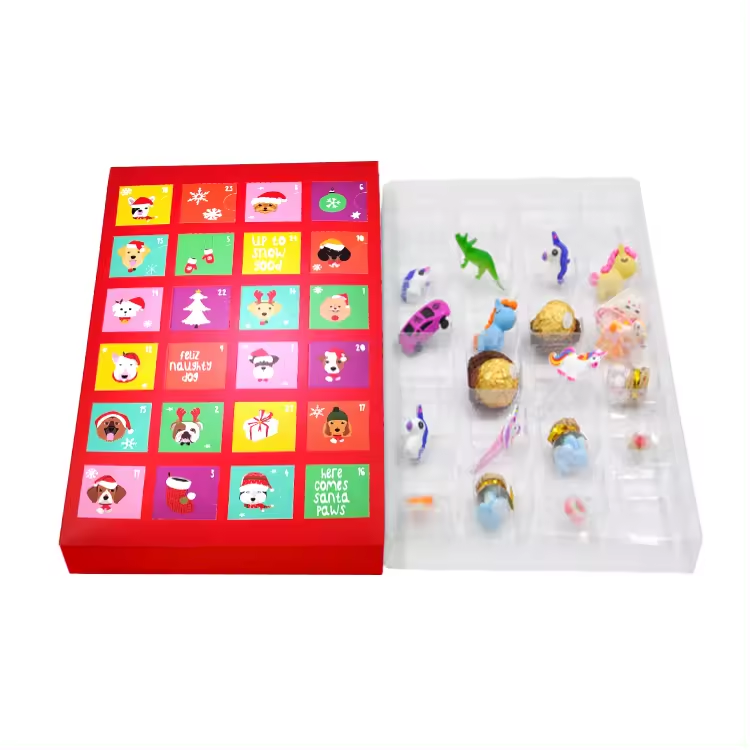 Custom Design Printed Cardboard Gift Packaging Paper Cardboard Advent Calendar Boxes