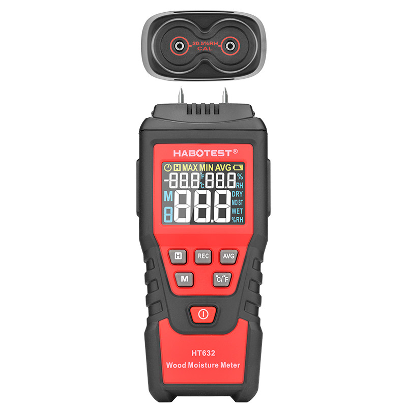 Black And Red Digital Wood Moisture Meter , Pin Moisture Meter For Wood