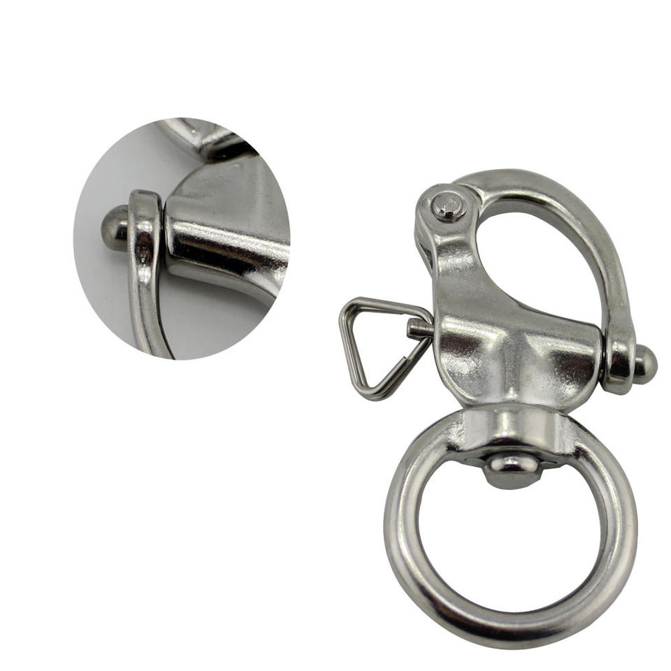 DEE SHACKLES European Type 316 Stainless Steel Swivel Round Eye Quick Release Snap Shackle
