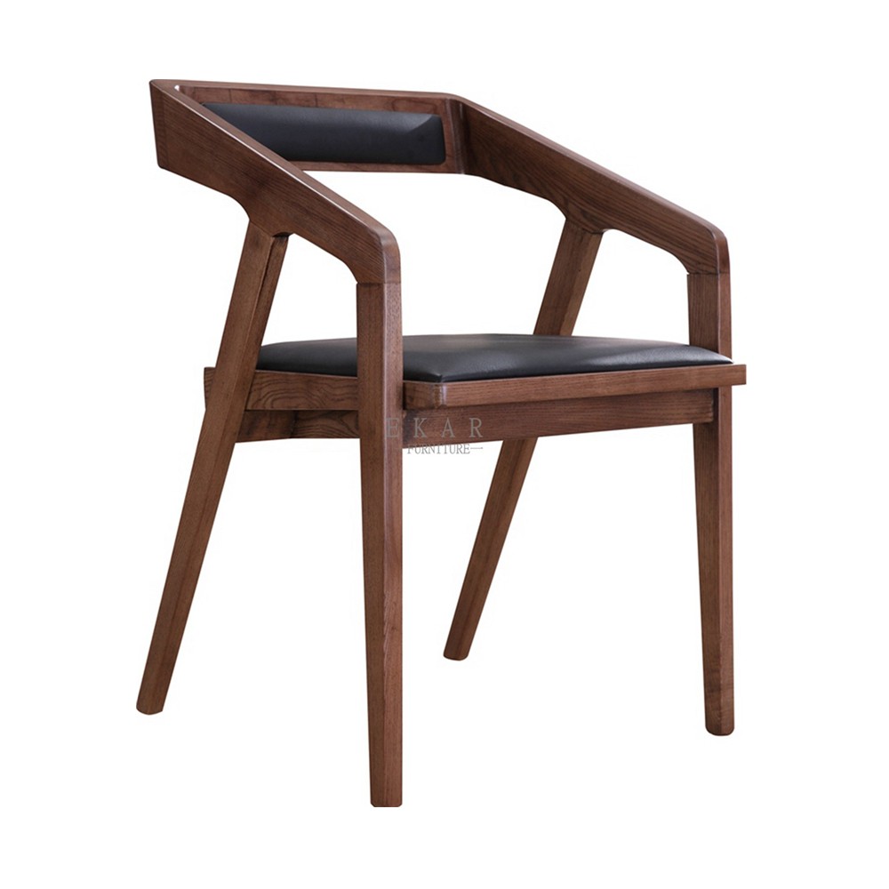 Fabric Solid Wood Blue Wooden Dining Chair With Armrest