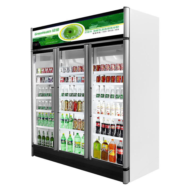 Air Cooling 3 Door Glass Display Freezer With Led Light For Supermarket