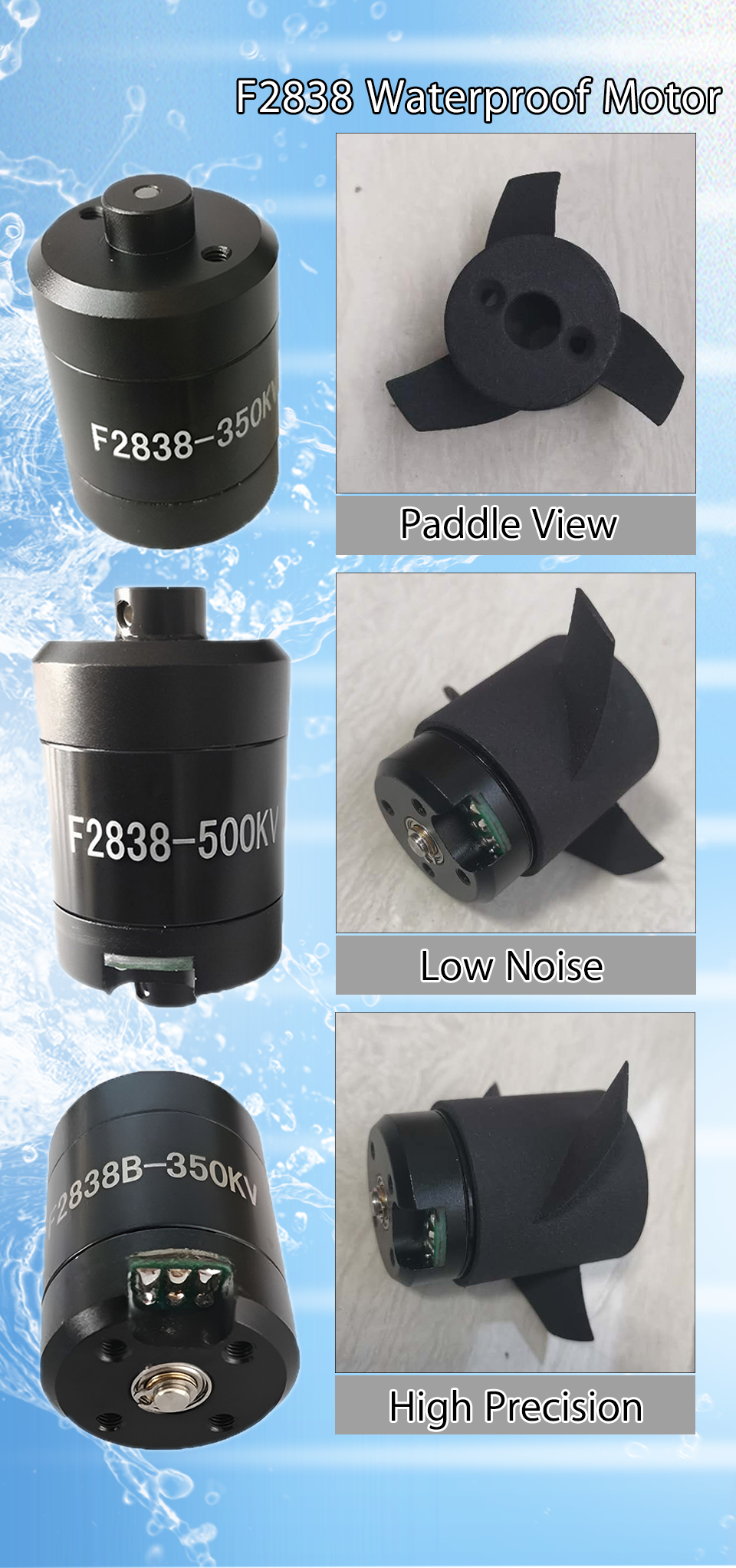 Faradyi DC Waterproof Motor 28mm 350KV 500KV 3000RPM 5000RPM With Clockwise and Counter Clockwise Propeller For Toy Model
