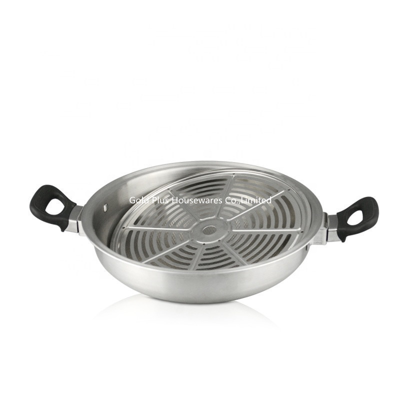 Anti Scald Handle MultiPly Stainless Steel Cooking Pot With Oil Strainer