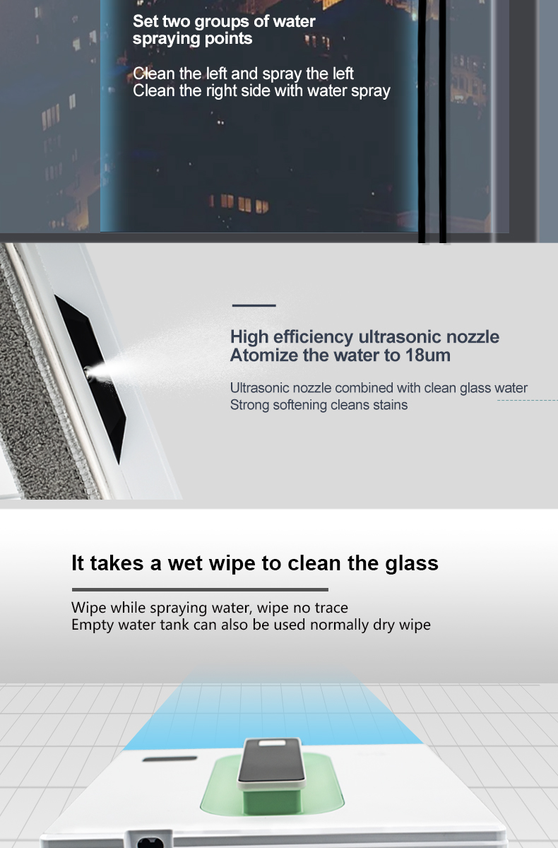 APP Controlled 72W Dual Water Spray Robot Window Cleaner for Fast and Thorough Cleaning