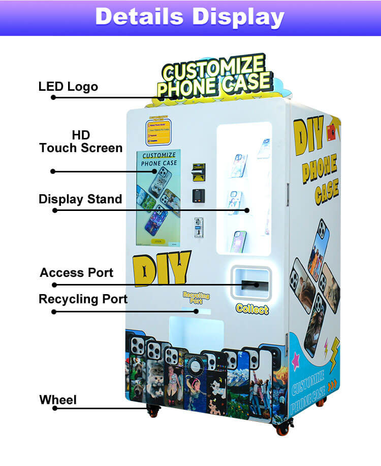Convenient Personalised Phone Case Vending Machine with Language Options English/Chinese/Spanish