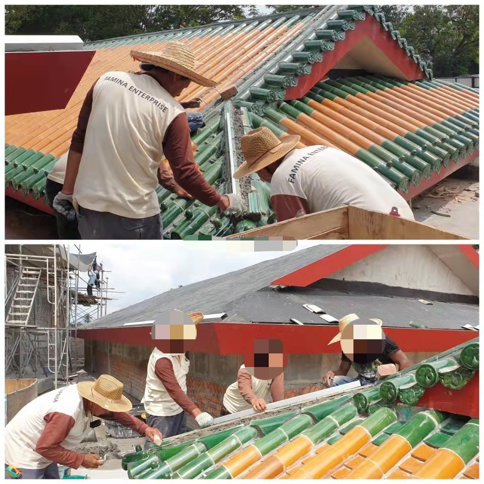 Multi Colored Chinese Glazed Roof Tiles 180*160mm For Roof Decoration