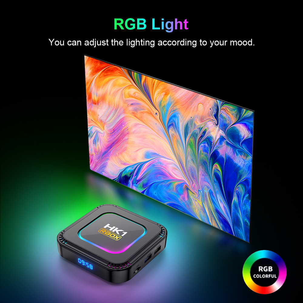 8K WiFi DIY IPTV Box Android 13.0 TV Box With Colorful LED Lights
