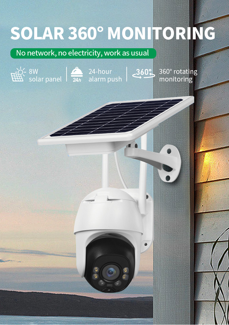 Low Power Wifi Wireless Solar Power Camera With 4g Sim Card Ip67 for Outdoor