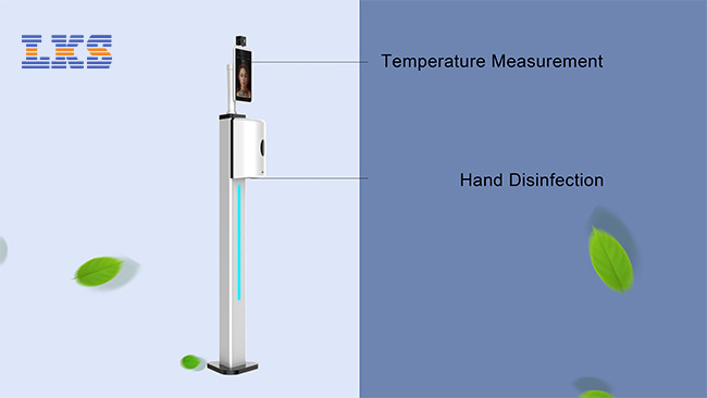 Android 1000ml Soap Dispenser Stand 0.3m LCD Infrared Thermometer