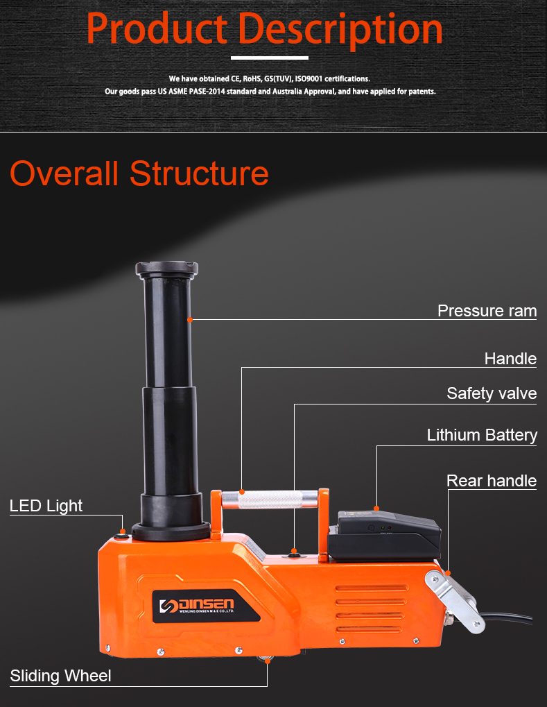 SUV 12 Volt Electric Hydraulic Portable Car Jack ISO9001 Approved