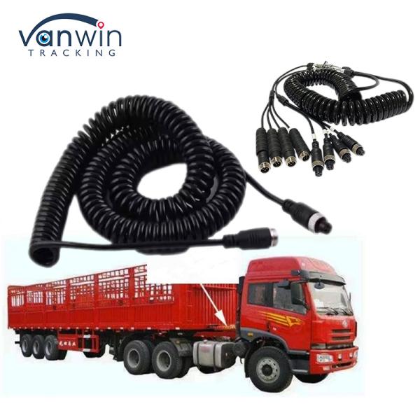 Car Video Aviation Spring Wire Trailer Connector Wire 4-Pin/RCA Spiral Extension