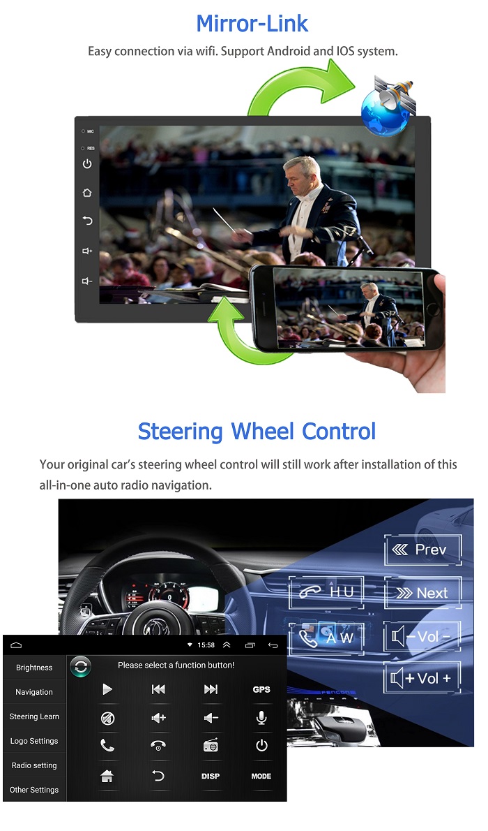 Best Price 7 inch Hifi Car Stereo 1G Ram 16G Rom Android Car DVD Player