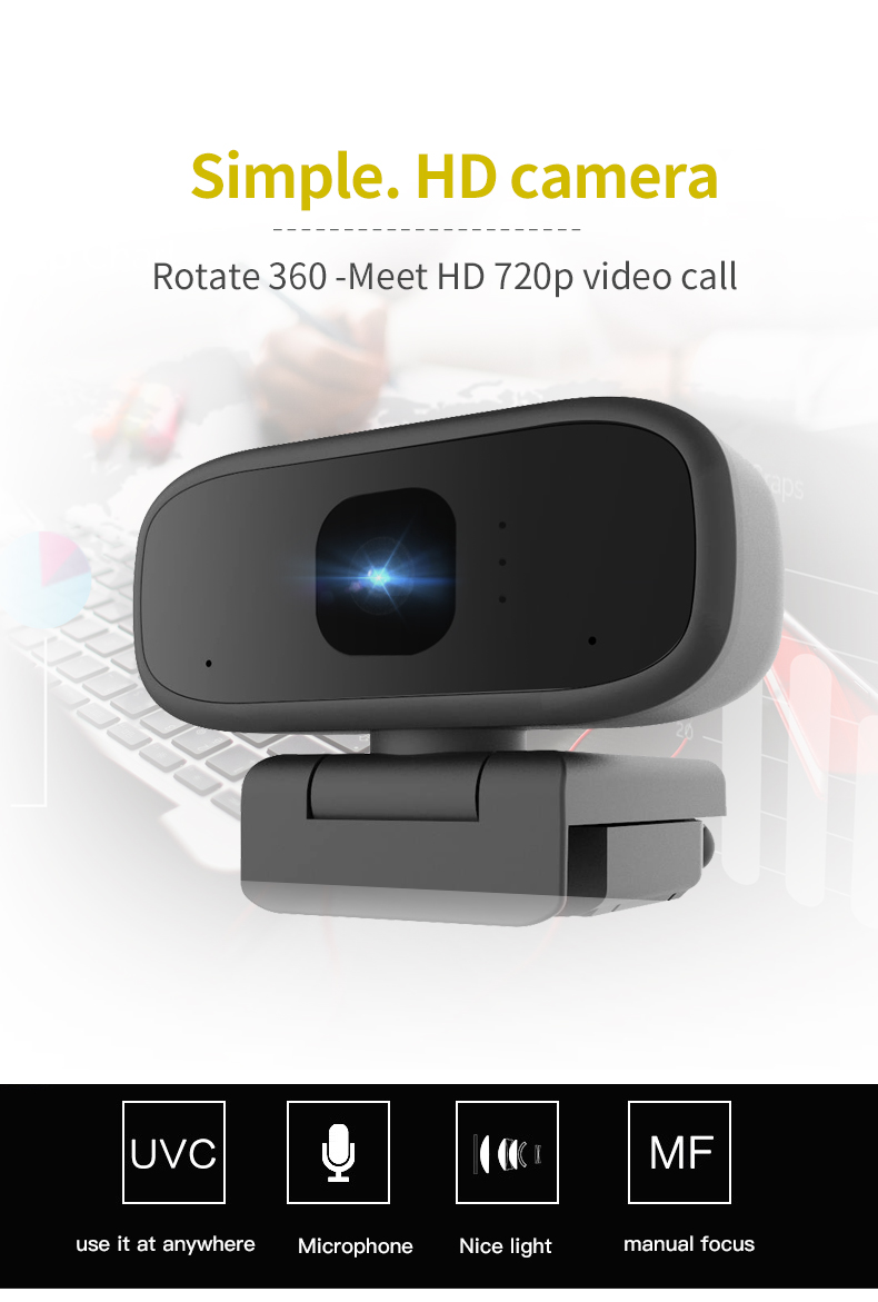 Manual Focus HD 720p 14MP Mini USB Webcam 360 Degree Wide Angle
