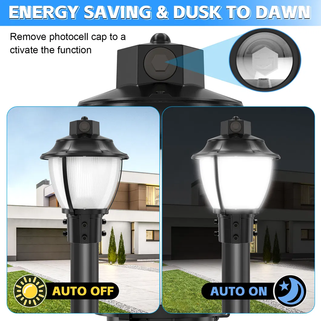 16+ Years Factory Tunable Anti-Shok IP65 48/64/80W Waterproof 130lm/W Fairy Lawn Courtyard Landscape Park Yard Pathyway Street Post Top LED Garden Light