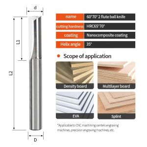 2 Edged Cutter Straight Tool End Mill Straight Router Bit 2 Flute Straight End