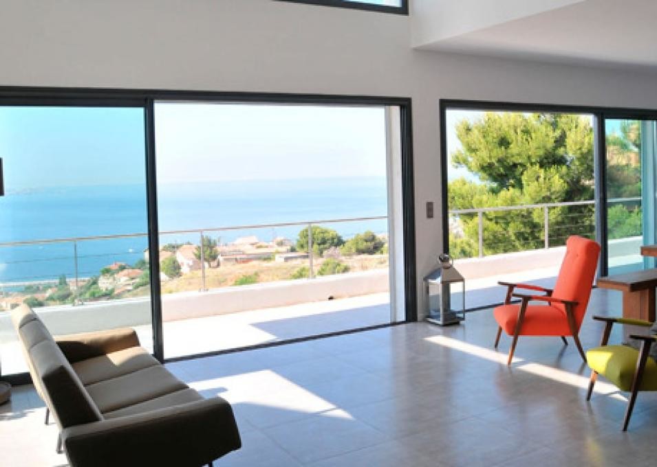 Modern Aluminum Clear Tempered Glass Sliding Door For Venting ISO9001 slide door aluminum profile automatic sensor glass