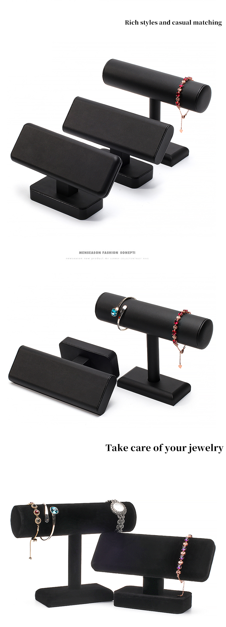 T Shaped Plastic Cylinder Jewelry Display Stand For Bracelet Pendant Watch Show