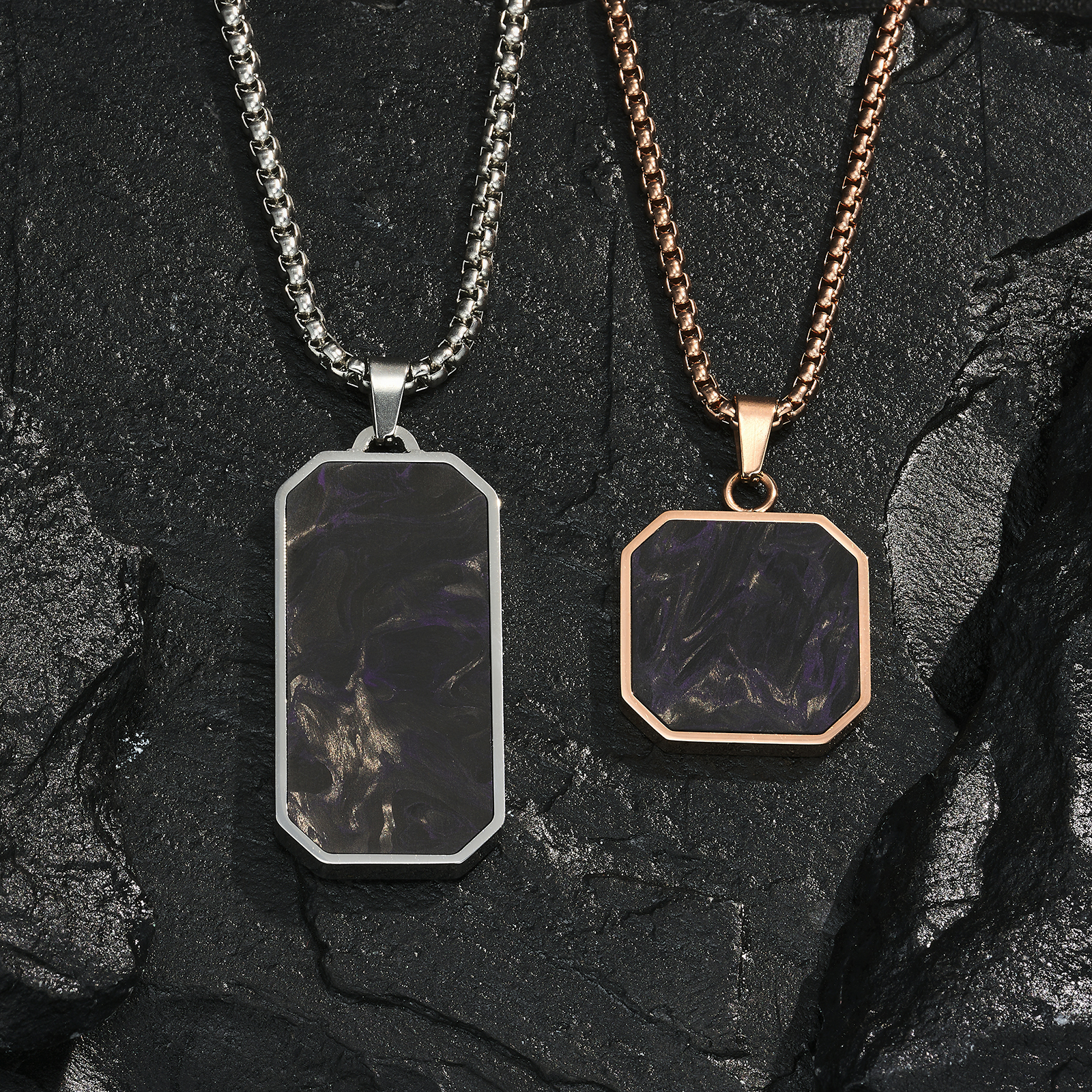 Religious Forged Carbon Fiber Pendant Square Bible Verse Christian Cross Necklace For Men