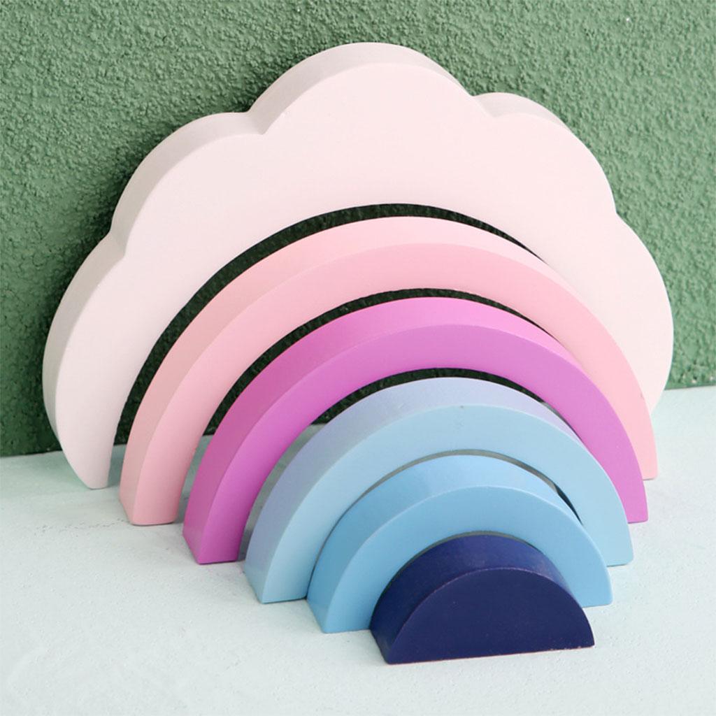 Colorful Building Blocks, Educational Rainbow 6 Pieces Toy Brick for Girls Newborn