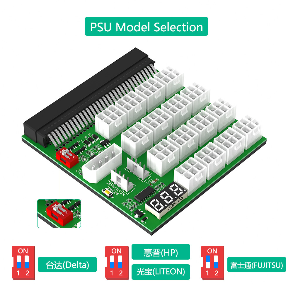 ATX 16x 6Pin 12V Power Supply Breakout Board With Synchronization And Remote Management 16 * 12V PCI-E 6Pin Connector
