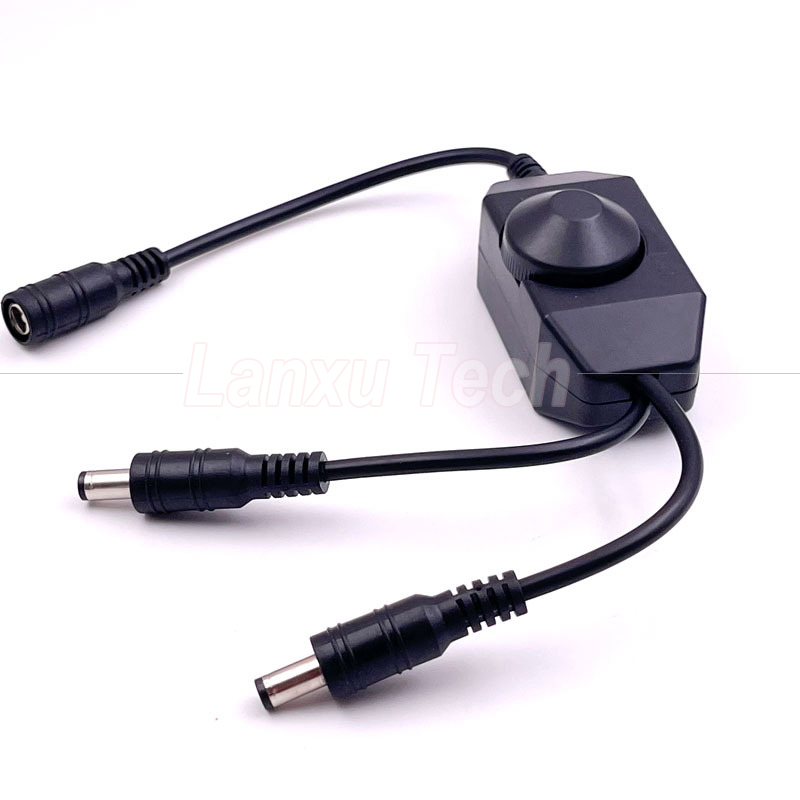 12v 1 Female to Splitter 2 Male DC Power on off Rotation Switch Controller LED Dimmer for Lamp
