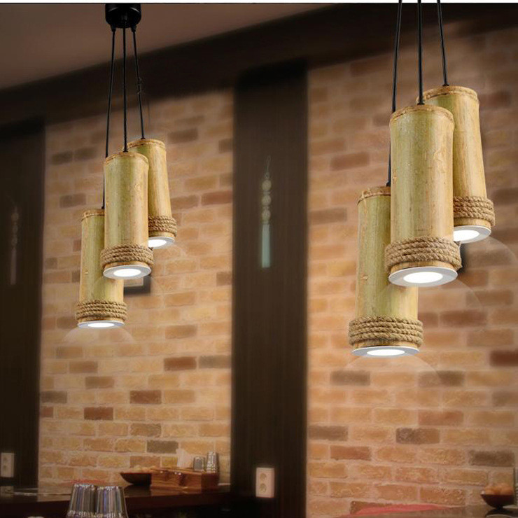 American Rural Retro Bamboo Tube Spotlights Living Room Dining Room Cafeteria Creative Bamboo lamp(WH-VP-212)