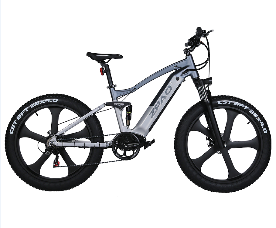Weldless Frame Electric Fat Tire Bike Full Suspension 750W 26 Inch Fat Tire Electric Bike