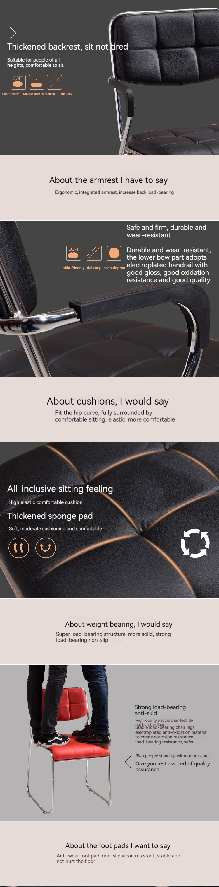 Adjustable Lifting Function Executive Office Chair with Revolving Mesh and PU Leather