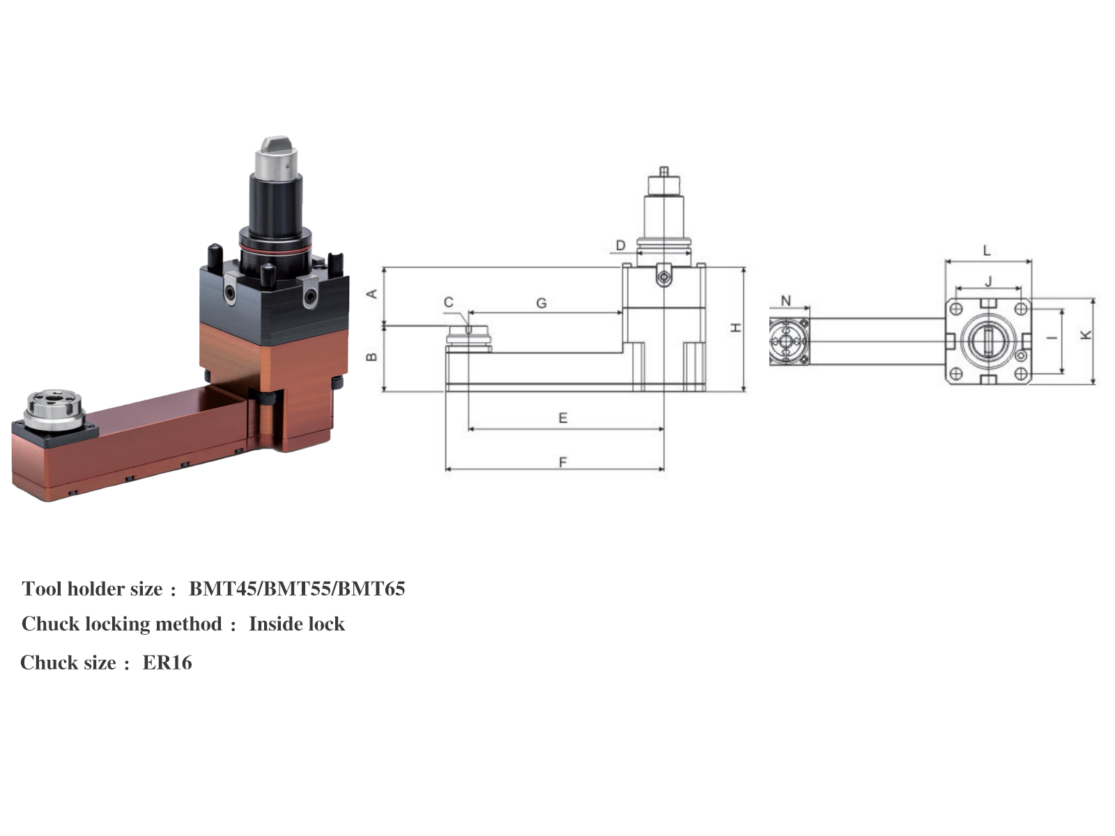 BMT High Accuracy Radial Live Tool Holder Lathe Live Tooling Holders